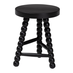 bali & pari David Acacia Wood Multipurpose Accent Stool - Turned Bobbin Decorative Side ottoman with Tripod Base, Black